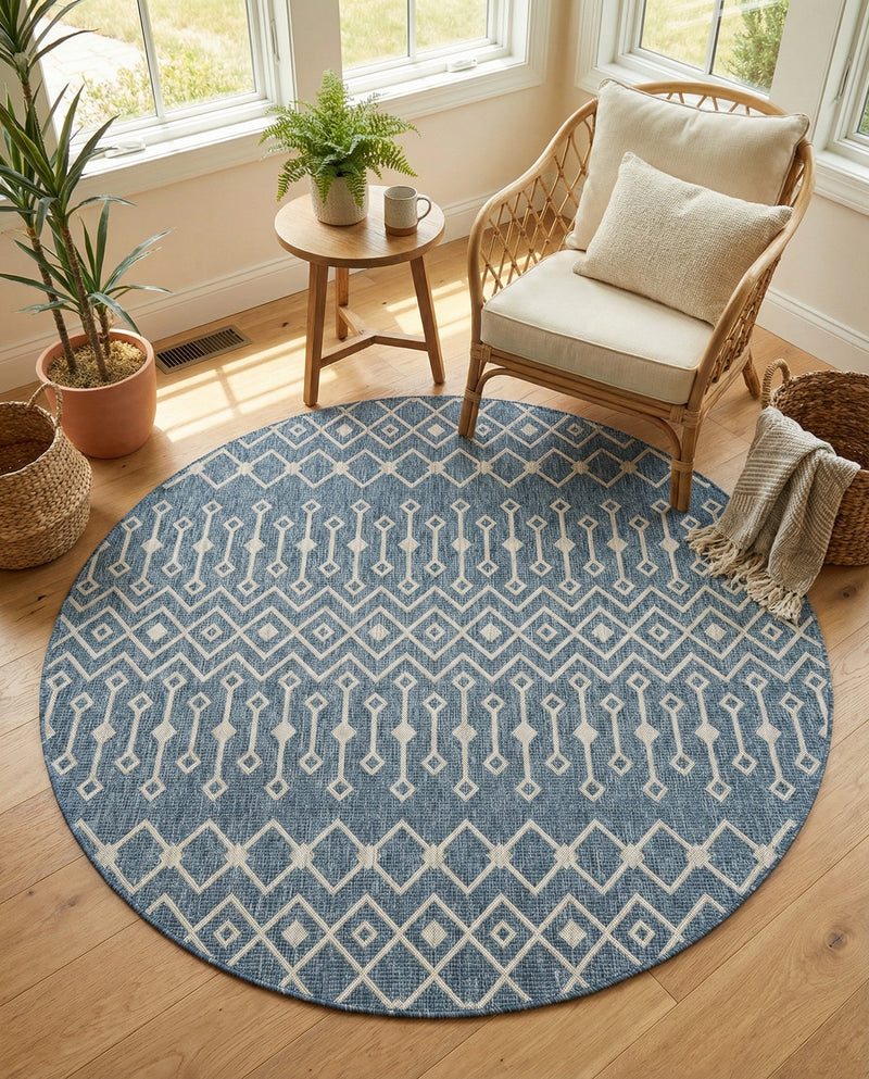 Savannah Pergola Collection Area Rug -  Pergola (Blue) Round Blue  lifestyle 70