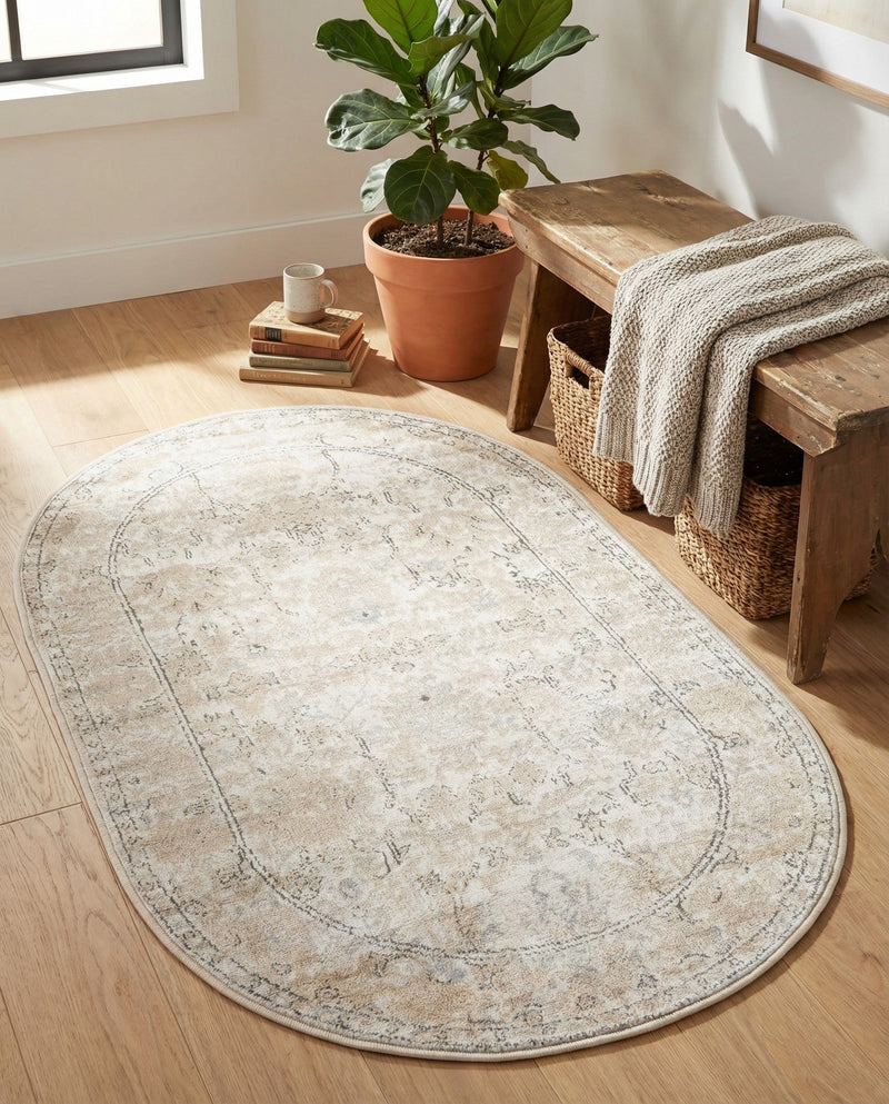 Cascade Range Collection Area Rug -  Shasta (Ivory) Oval Ivory  lifestyle 52