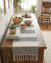 Tassel Trail Collection Area Rug - Pathway (Gray) Table Runner Gray  lifestyle 73
