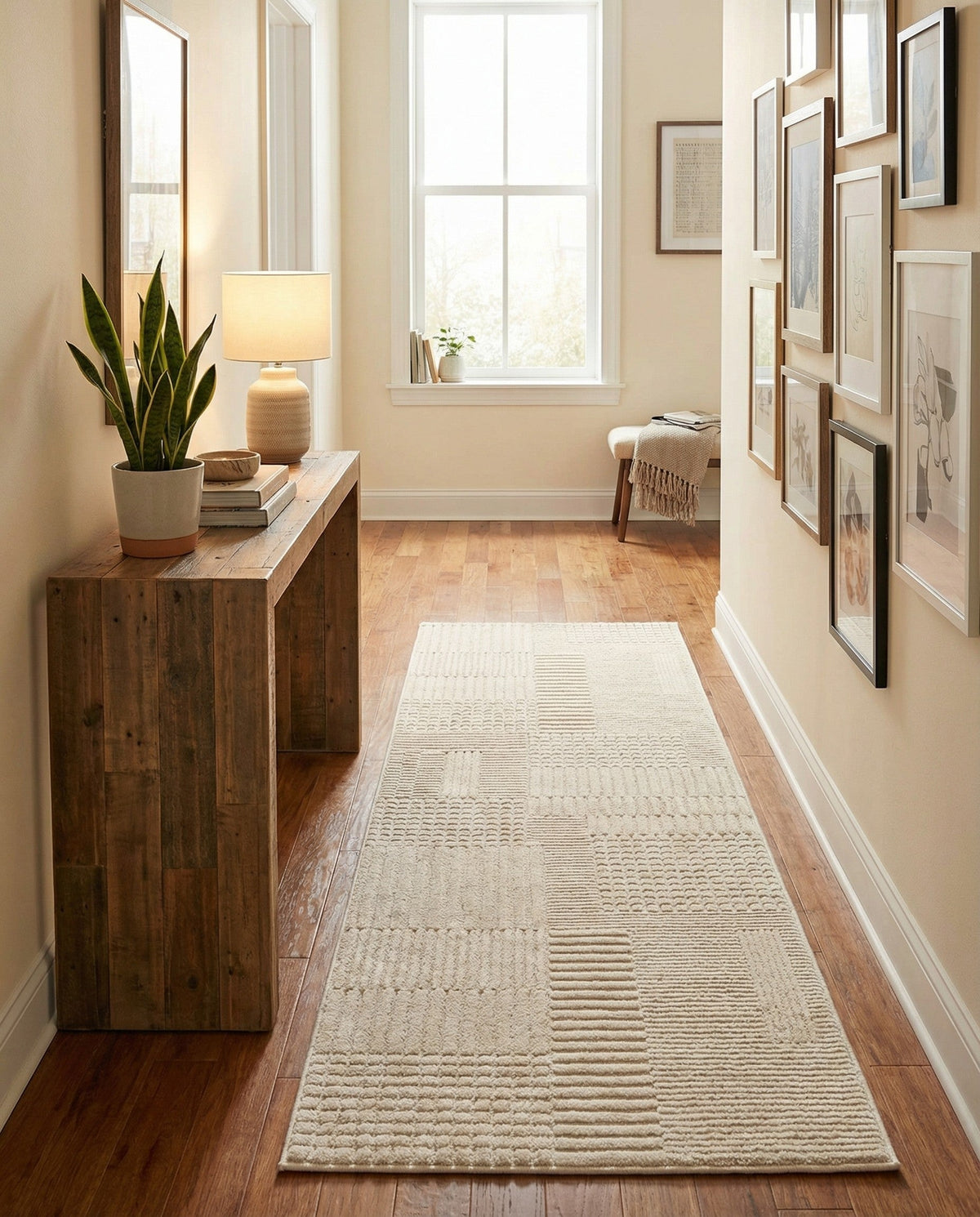 Haven Tapestry Collection Area Rug -  EnchantedGrove Runner Ivory White  lifestyle 25