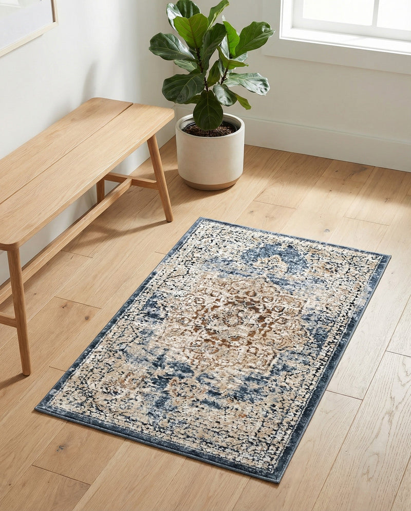 Coastal Manor Collection Area Rug -  Pelican Rectangle Dark Blue  lifestyle 40