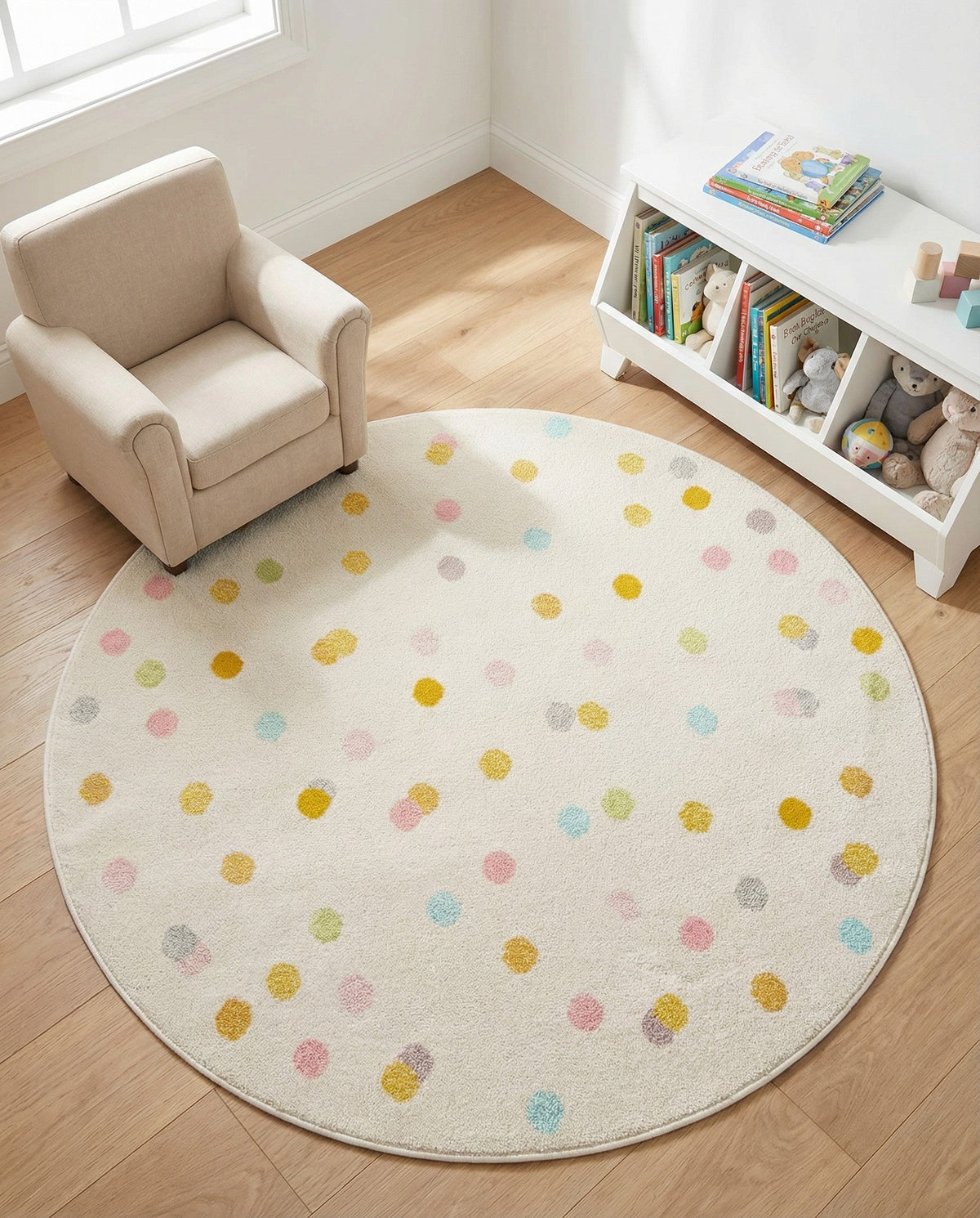 Wonder Tykes Collection Area Rug -  Fable Round Ivory  lifestyle 40