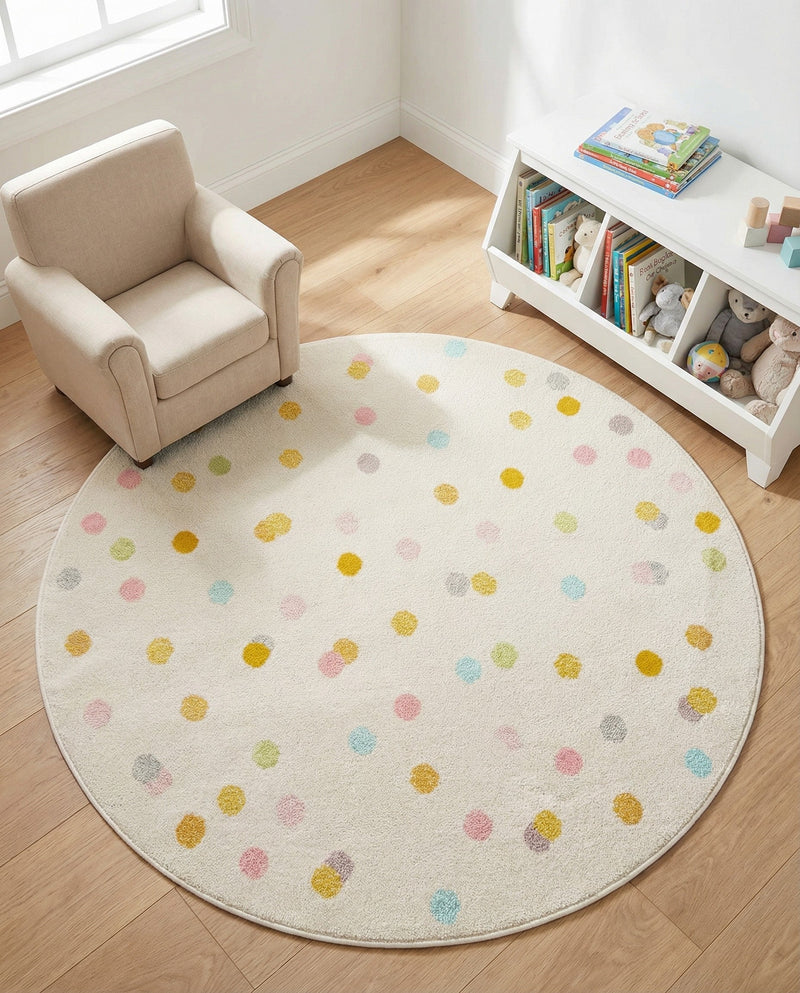 Wonder Tykes Collection Area Rug -  Fable Round Ivory  lifestyle 40