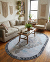 Heritage Elegance Collection Area Rug -  Winterthur (Blue Gray) Oval Blue Gray  lifestyle 71