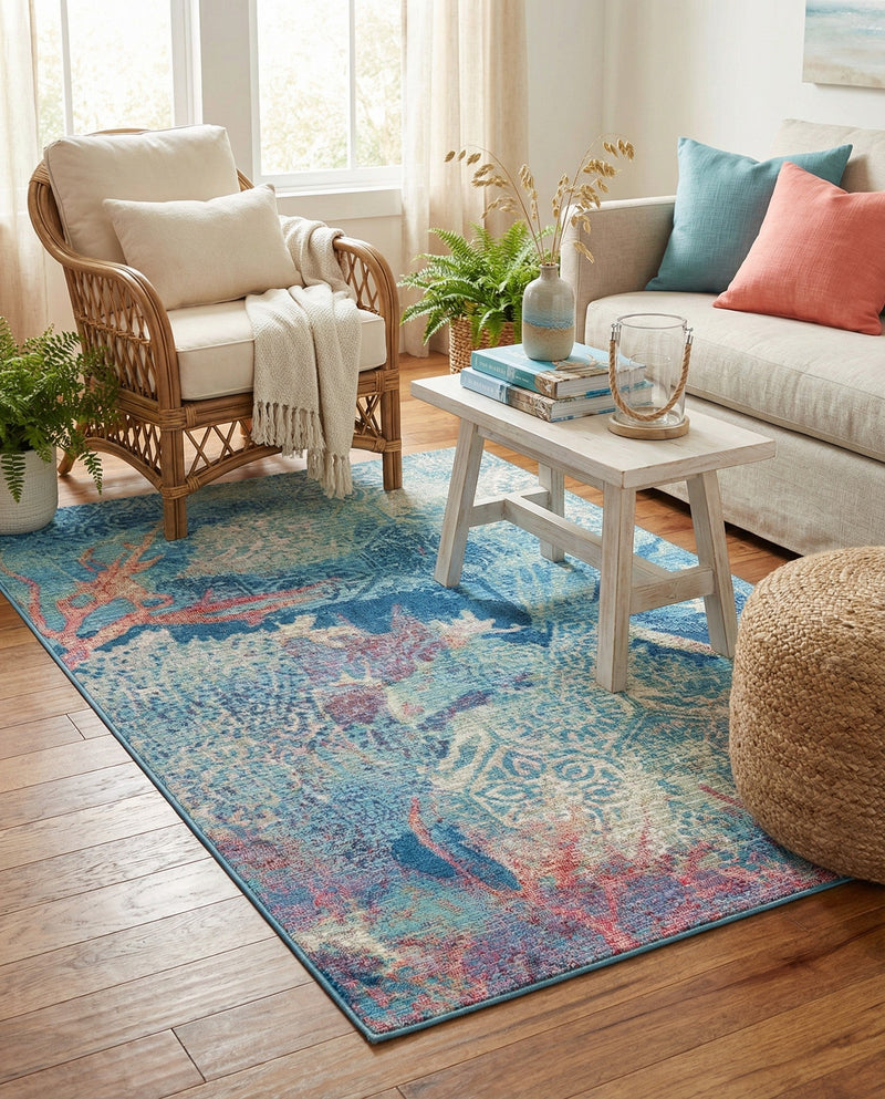 Seaside Haven Rugs Collection Area Rug - Marina Rectangle Multi  lifestyle 27