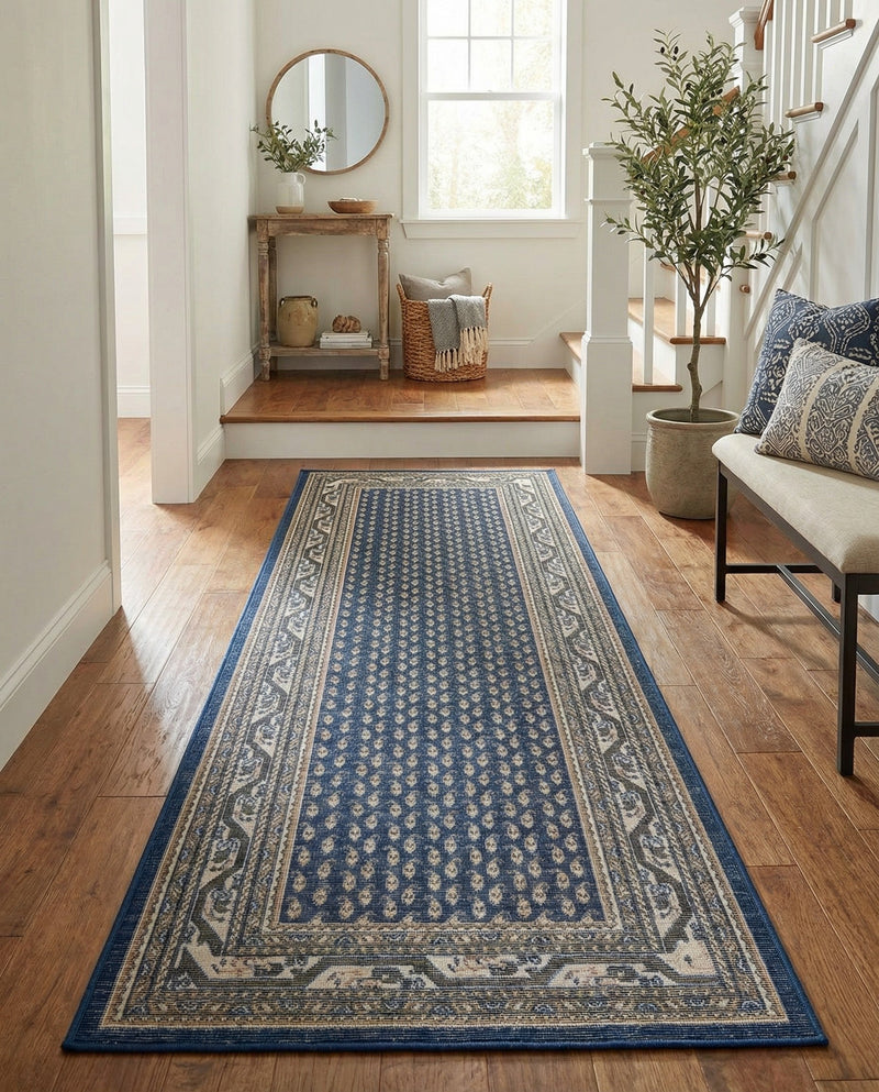 Soho Elegance Collection Area Rug -  Mercer (Blue) Runner Blue  lifestyle 34