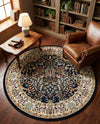 Persian Elegance Collection Area Rug -  Kerman (Navy Blue) Round Navy Blue  lifestyle 39