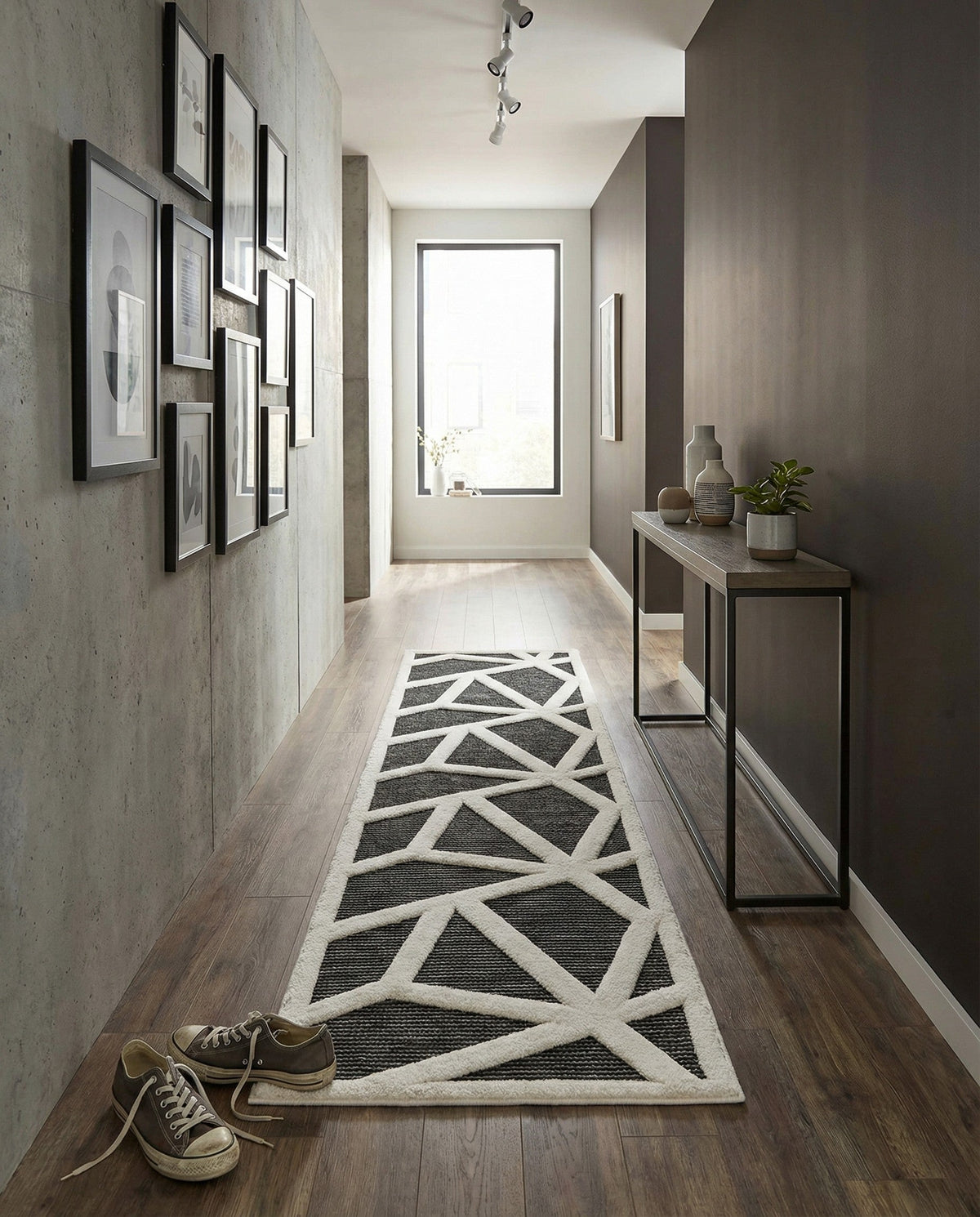 Monochrome Collection Area Rug -  Onyx Runner Gray  lifestyle 134