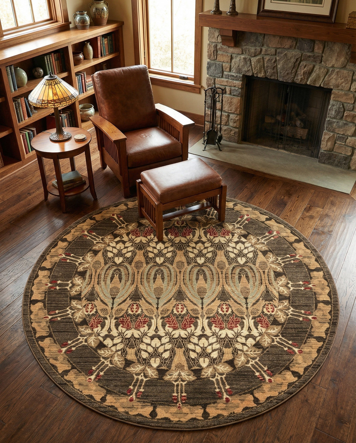Chelsea Elegance Collection Area Rug -  Brompton (Brown) Round Brown  lifestyle 127