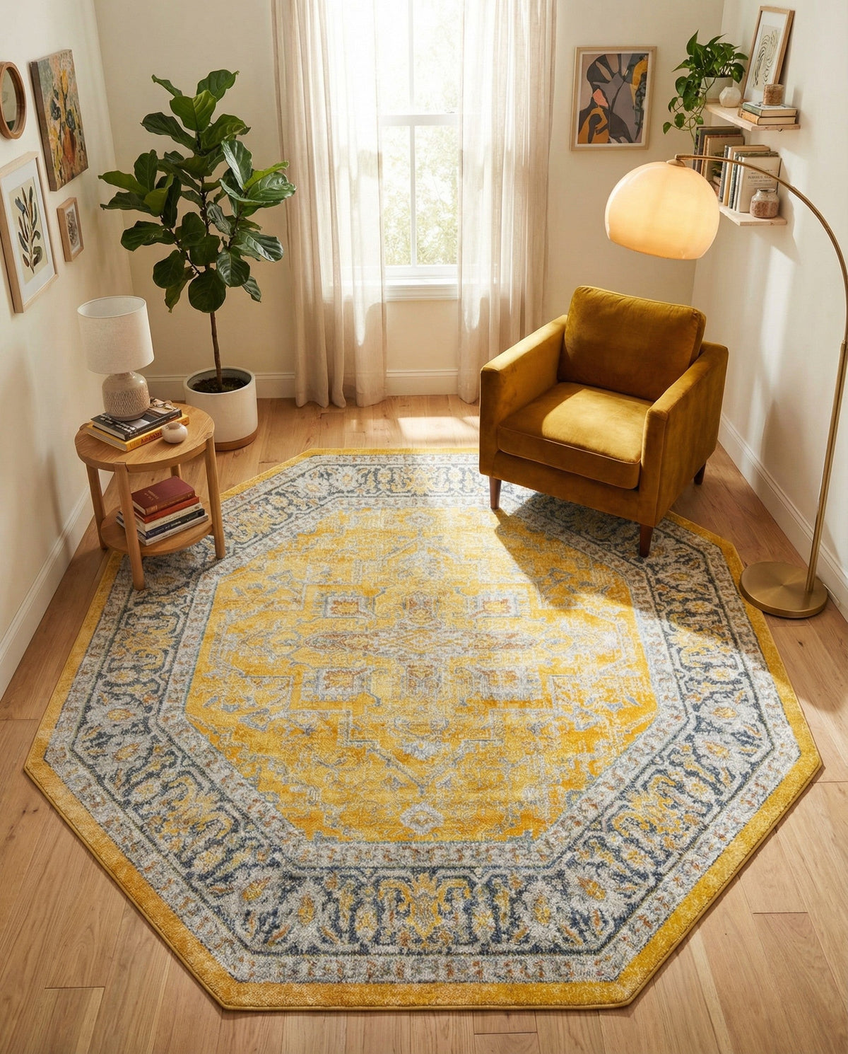 Caribbean Breeze Collection Area Rug -  Andros Octagon Yellow  lifestyle 86