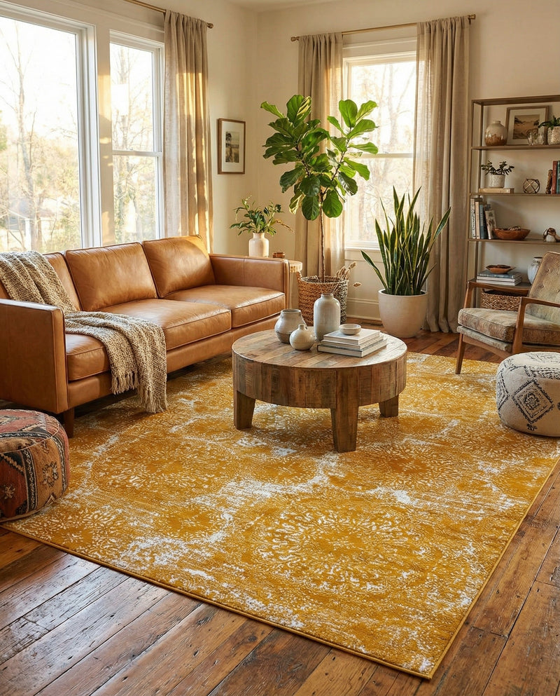 Riviera Elegance Collection Area Rug -  Monaco (Yellow) Rectangle Yellow  lifestyle 18