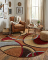 Bistro Lounge Collection Area Rug -  Macchiato Round Multi  lifestyle 58