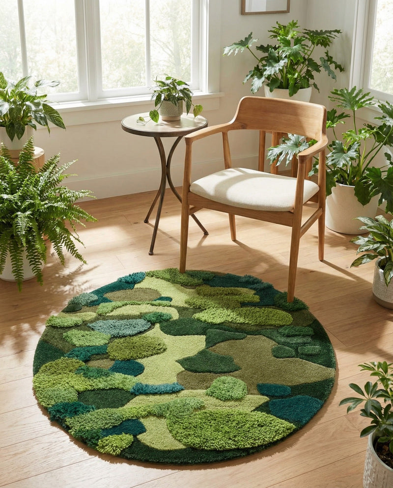 Forest Floor Oasis Collection Area Rug - Willowbrook Round Green  lifestyle 32