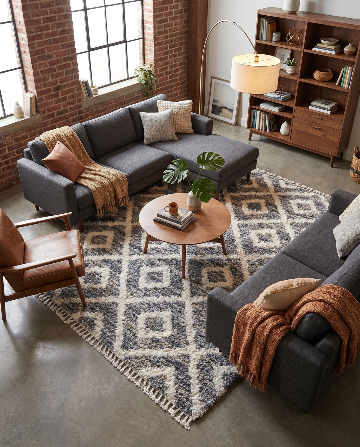 Cozy Cove Shag Collection Area Rug -  Dunes Square Gray  lifestyle 156