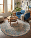 Coastal Haven Collection Area Rug - Seabreeze (Blue) Round Blue  lifestyle 47