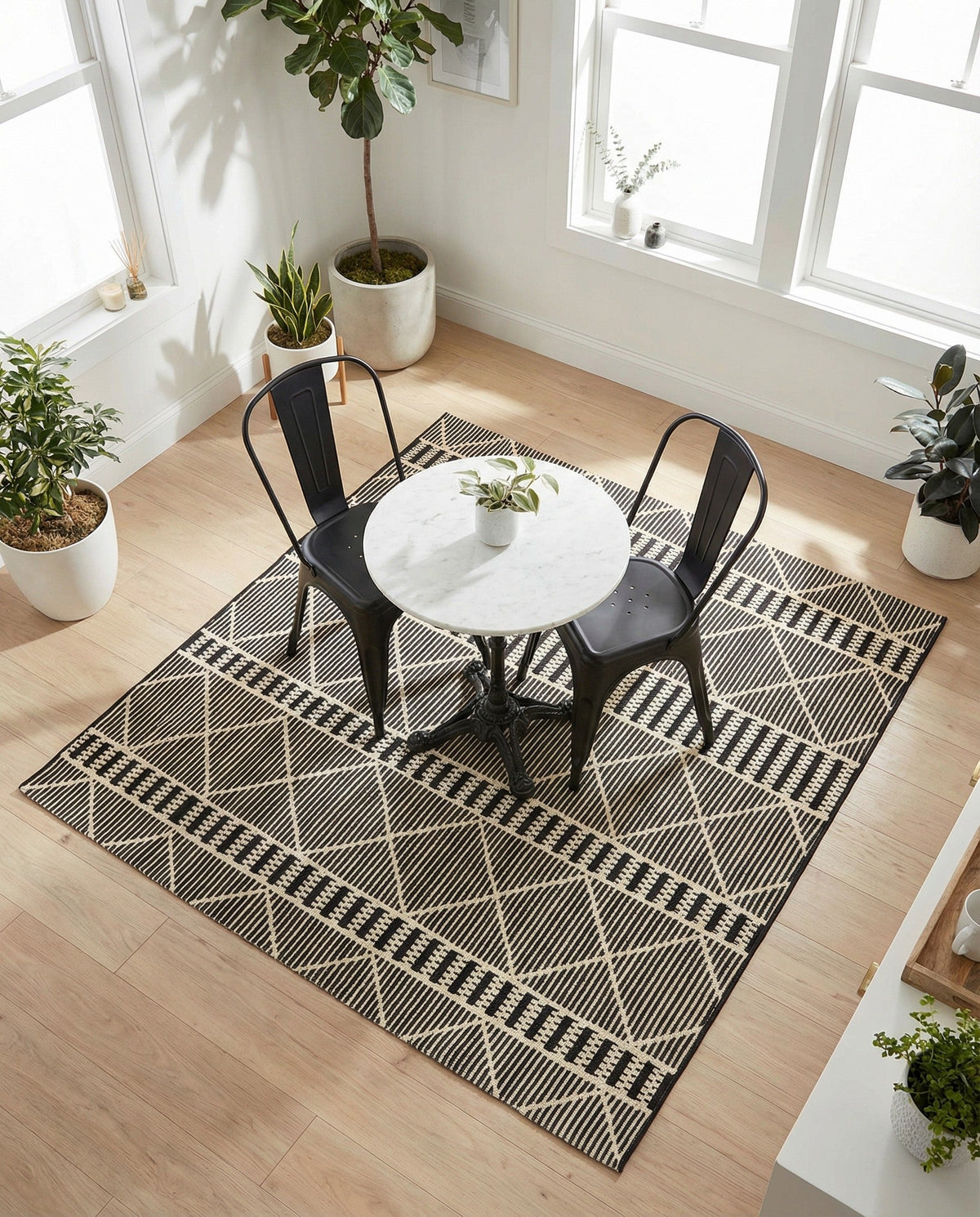 Savannah Pergola Collection Area Rug -  Glade Square Black  lifestyle 161