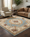 Versailles Elegance Collection Area Rug -  Louveciennes (Light Blue) Square Light Blue  lifestyle 81