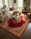 Tabriz Tapestry Collection Area Rug - Azerbaijan (Burgundy) Rectangle Burgundy  lifestyle 20