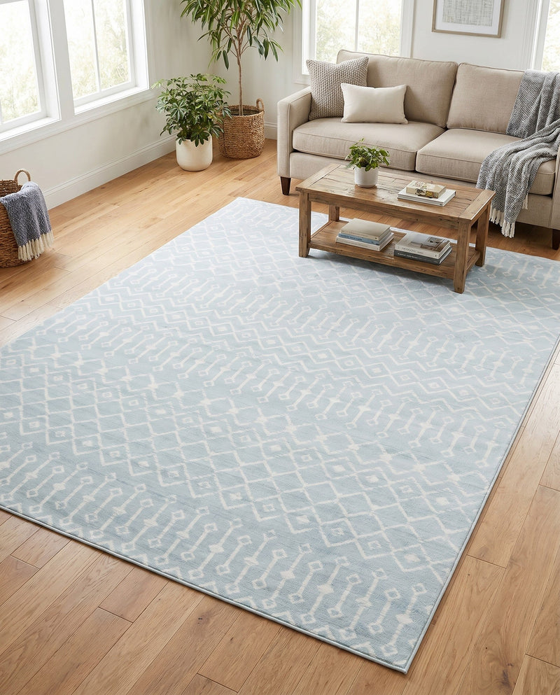 Marrakech Lattice Collection Area Rug - Medina (Light Blue) Rectangle Light Blue  lifestyle 7