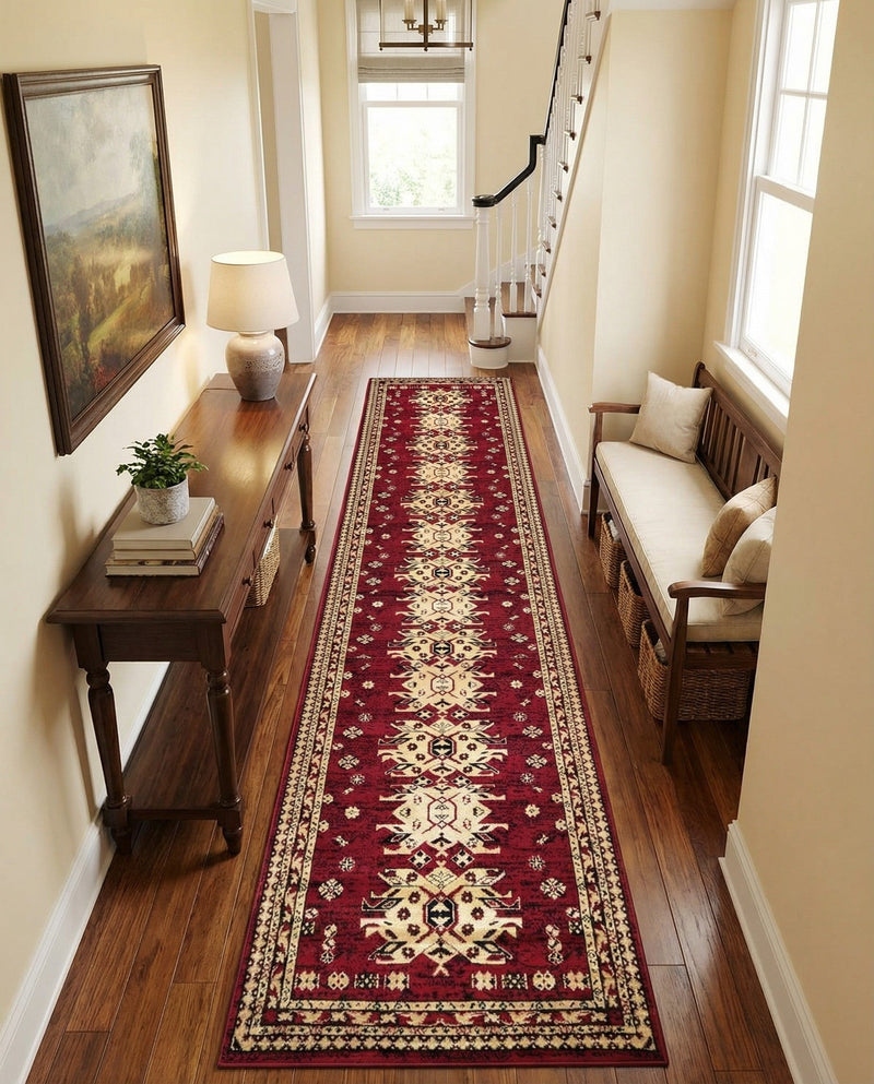 Tabriz Tapestries Collection Area Rug - Azerbaijan (Red) Runner Red  lifestyle 48