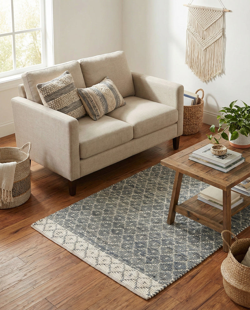 Tulum Trellis Collection Area Rug - Shoreline Rectangle Gray  lifestyle 13