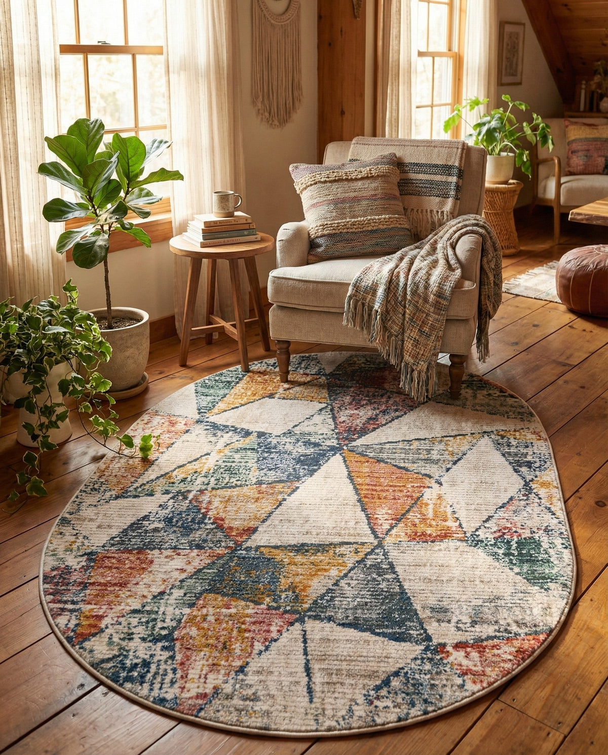 Jewel Oasis Collection Area Rug -  Topaz Oval Multi  lifestyle 57