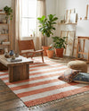 Tassel Trail Collection Area Rug - Pathway (Coral and Ivory) Rectangle Coral and Ivory  lifestyle 6