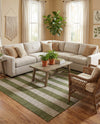 Seaside Stripes Collection Area Rug -  Veranda Rectangle Green  lifestyle 19