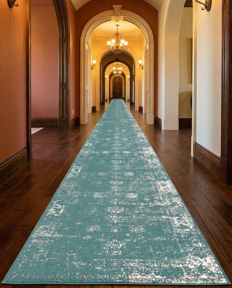 Riviera Elegance Collection Area Rug - Antibes (Turquoise) Runner Turquoise  lifestyle 79