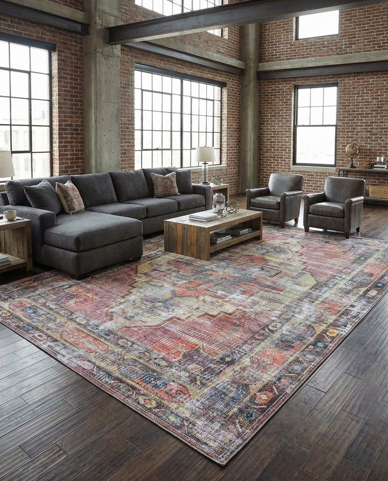 Zahara Oasis Collection Area Rug -  Rabat Rectangle Yellow Pink  lifestyle 14
