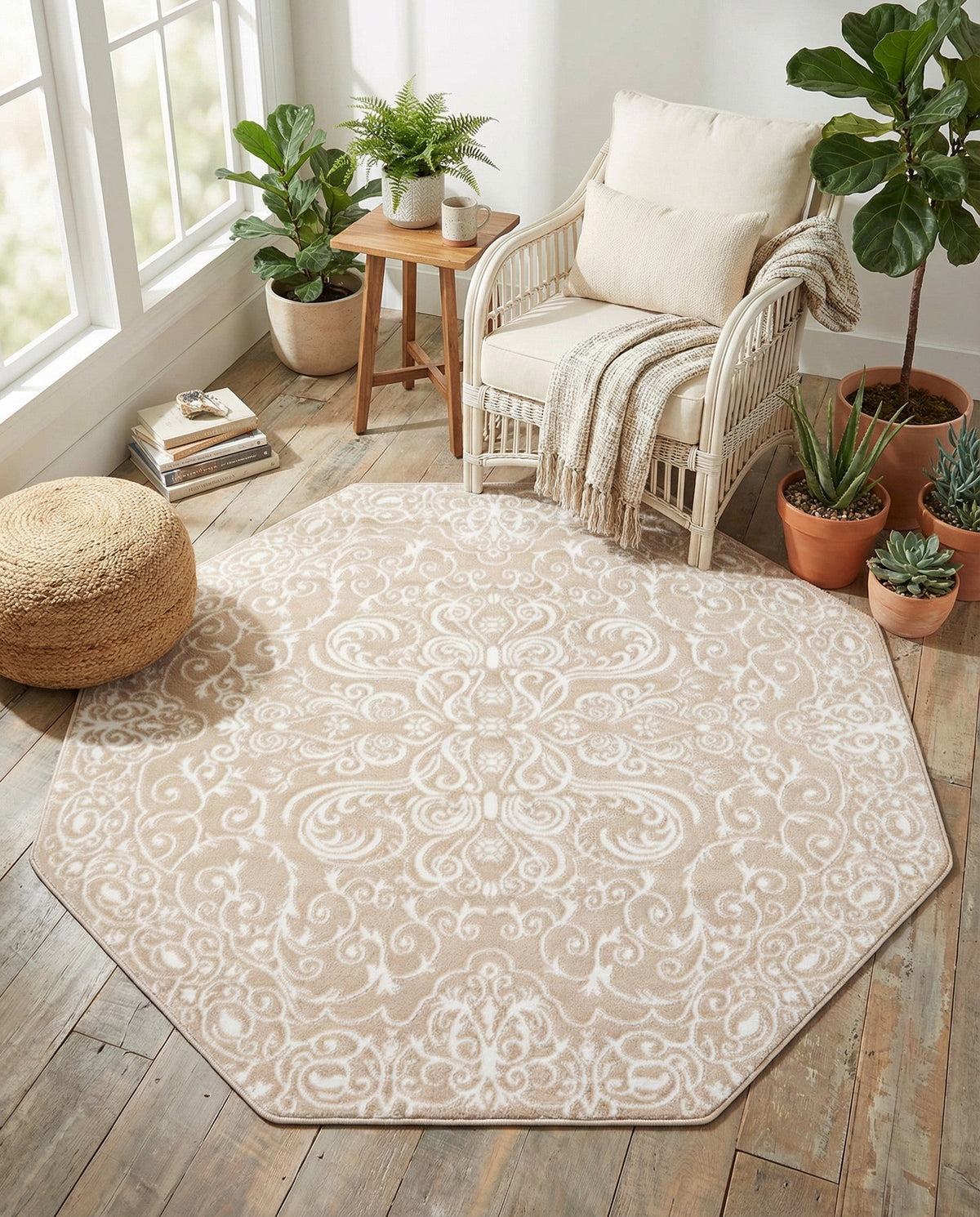 Andes Summit Collection Area Rug -  Lanín Octagon Beige  lifestyle 79