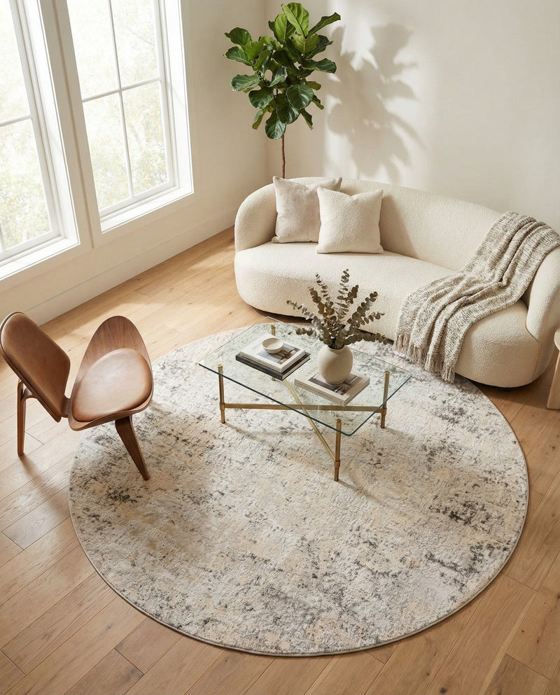 Aegean Elegance Collection Area Rug -  Paros Round Gray  lifestyle 41