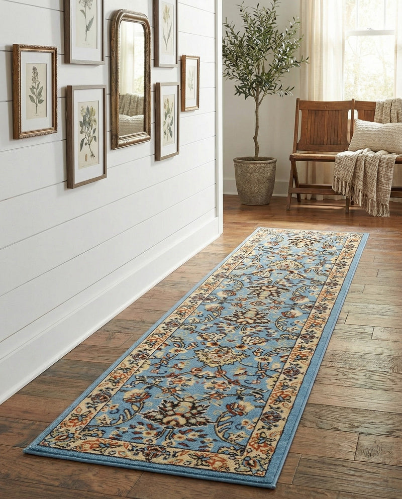 Isfahan Elegance Collection Area Rug - Naghsh-e Jahan (Light Blue) Runner Light Blue  lifestyle 72