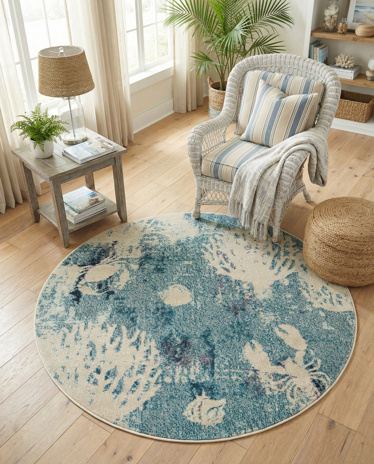 Sorrento Shores Collection Area Rug -  Vico Round Light Blue  lifestyle 149