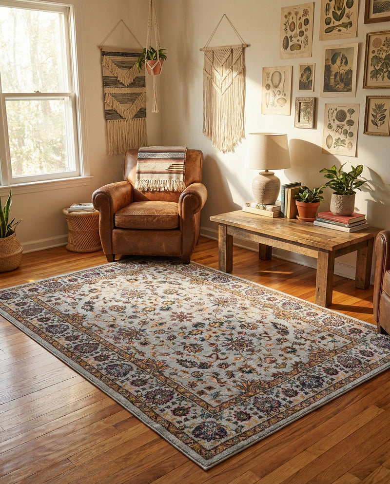 Casablanca Tapestry Collection Area Rug -  Marrakech (Cloud Gray) Rectangle Cloud Gray  lifestyle 18