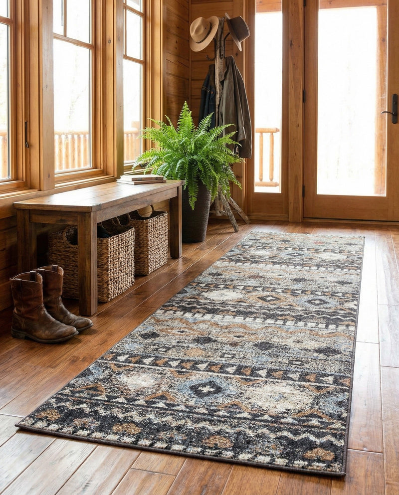 Desert Modern Eco Rug Series Collection Area Rug -  Sonora Runner Khaki Gray  lifestyle 70