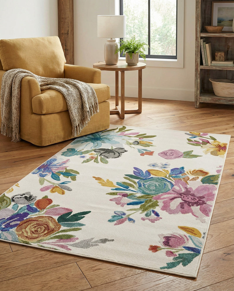 Meadow Breeze Collection Area Rug - Wildflower Rectangle Ivory  lifestyle 21