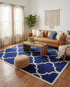 Lattice Gardens Collection Area Rug -  Espaliera Rectangle Navy Blue  lifestyle 22