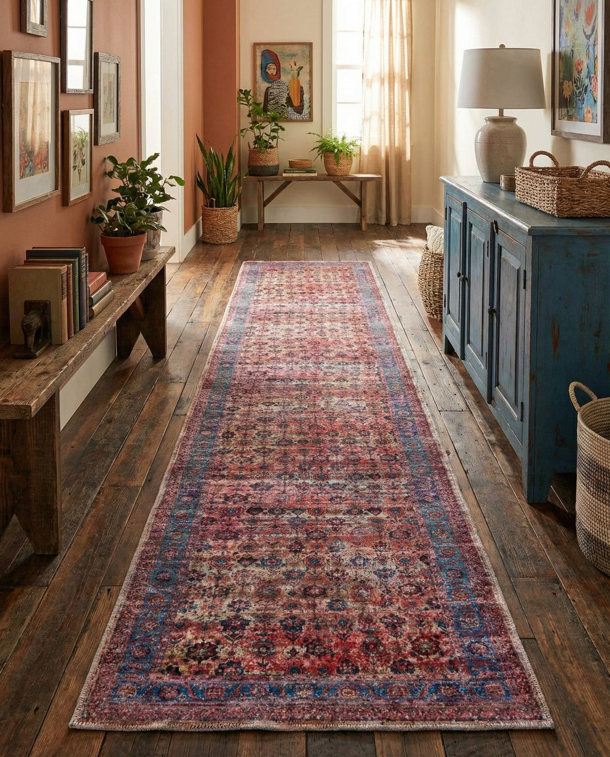 Zahara Oasis Collection Area Rug -  Meknes Runner Antique Pink  lifestyle 92