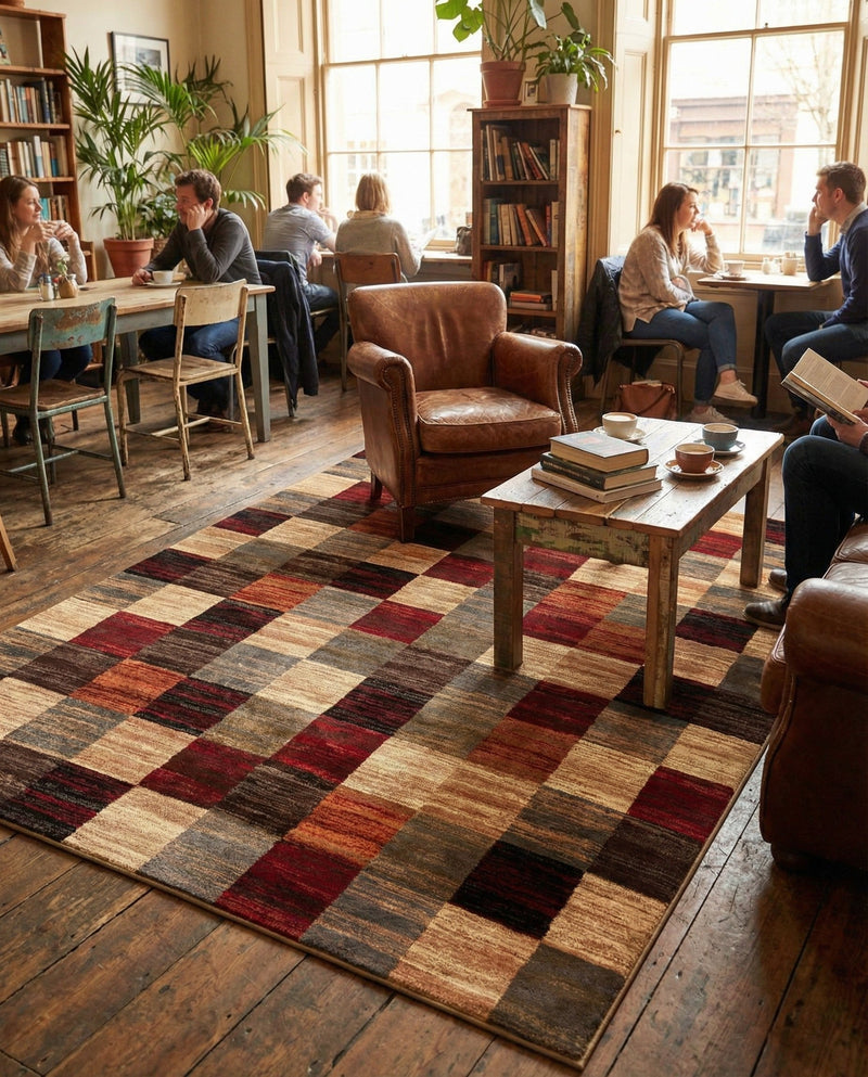 Bistro Lounge Collection Area Rug - Espresso Rectangle Multi  lifestyle 30