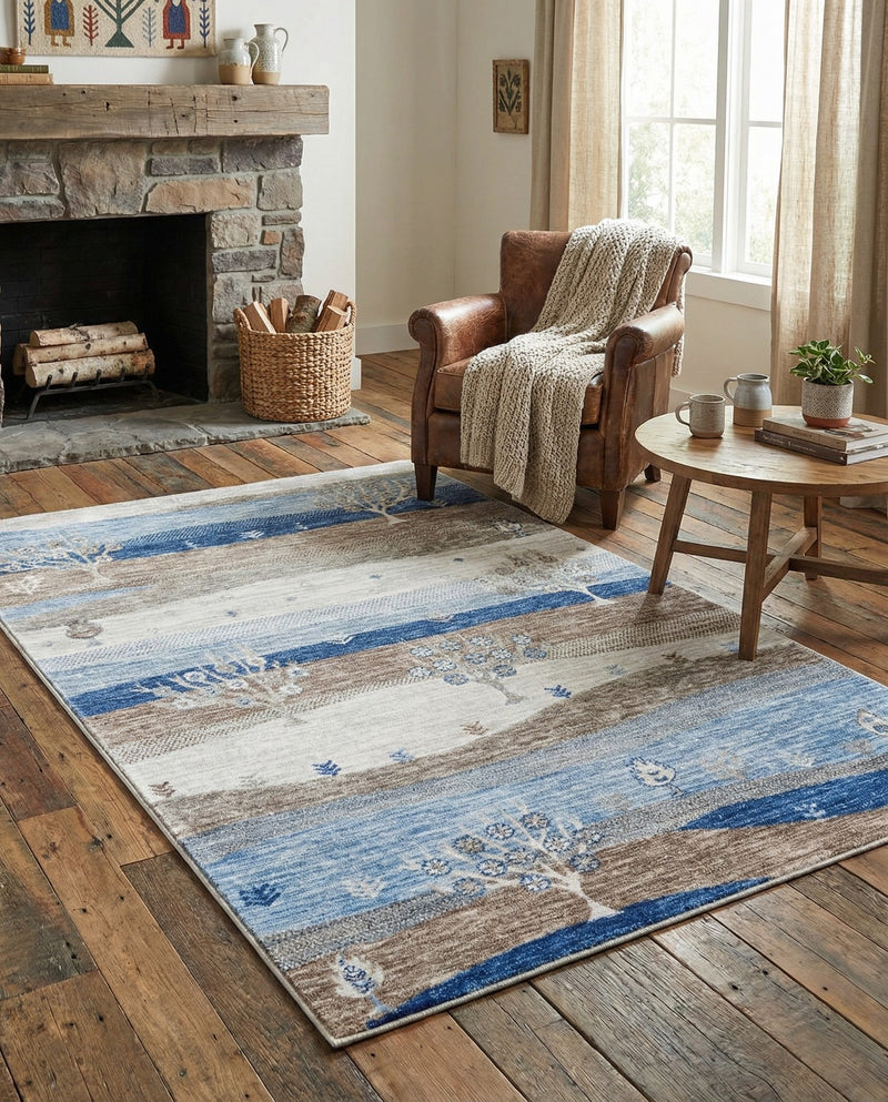 Zagros Shades Collection Area Rug -  Behbahan Rectangle Blue Gray  lifestyle 12