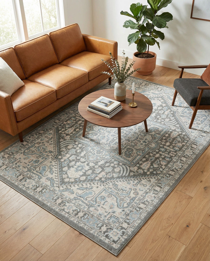 Savannah Series Collection Area Rug - Charleston (Cloud Gray) Rectangle Cloud Gray  lifestyle 5