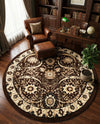 Tabriz Tapestry Collection Area Rug - Sahand (Brown) Round Brown  lifestyle 44