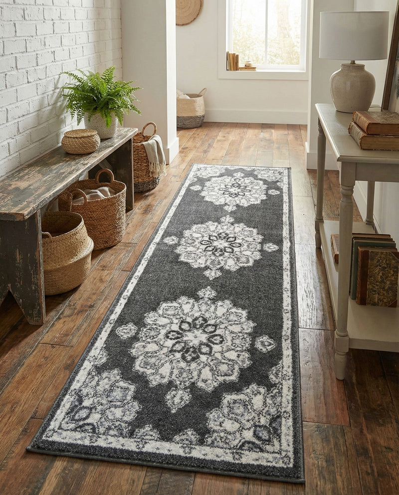 Beverly Grove Collection Area Rug - Melrose (Charcoal) Runner Charcoal  lifestyle 57