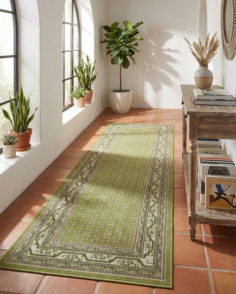 Soho Elegance Collection Area Rug -  Mercer (Green) Runner Green  lifestyle 57