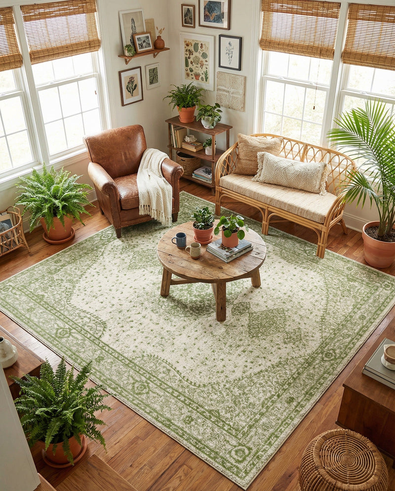 Dover Terrace Collection Area Rug - Marina (Green) Square Green  lifestyle 54