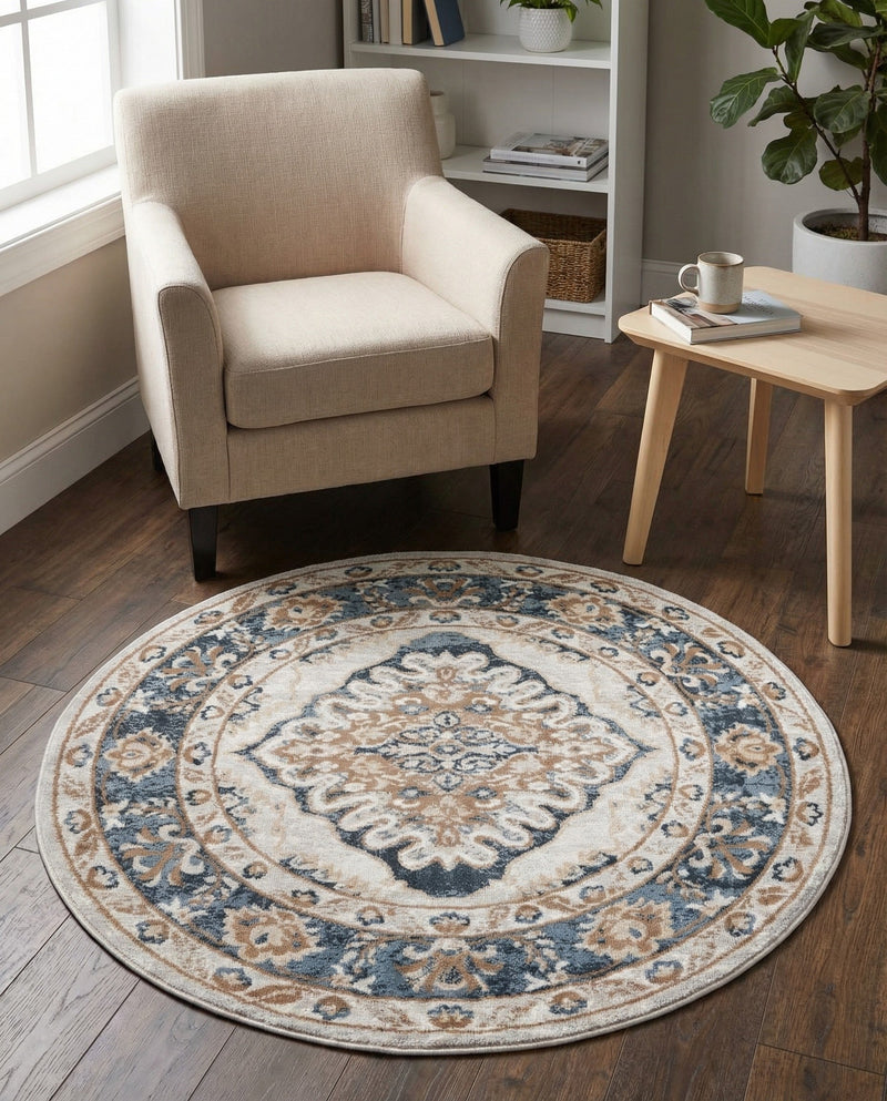 Cambridge Classics Collection Area Rug -  Magdalene (Cream) Round Cream  lifestyle 42