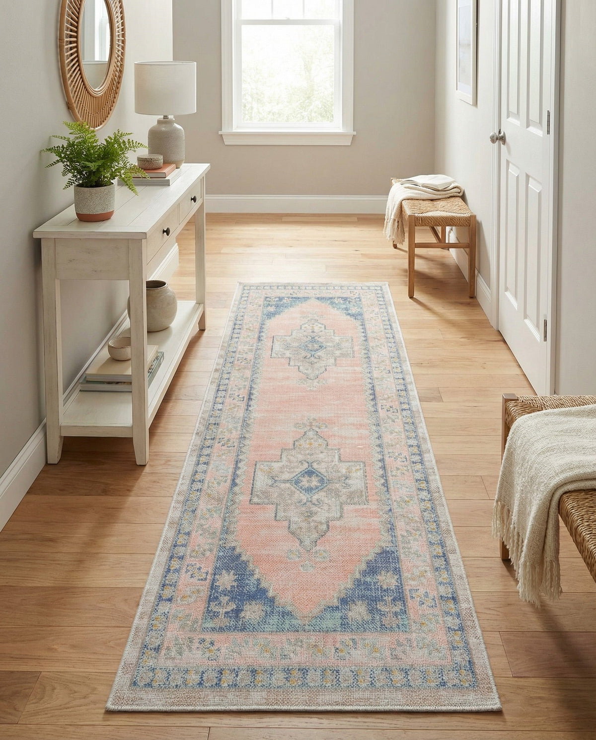 Savannah Series Collection Area Rug -  Augusta (French Blue) Runner French Blue  lifestyle 85