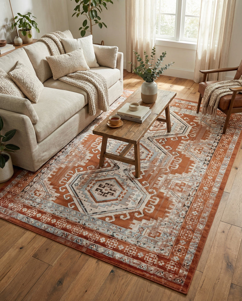 Savannah Elegance Collection Area Rug -  Tybee (Terracotta) Rectangle Terracotta  lifestyle 24