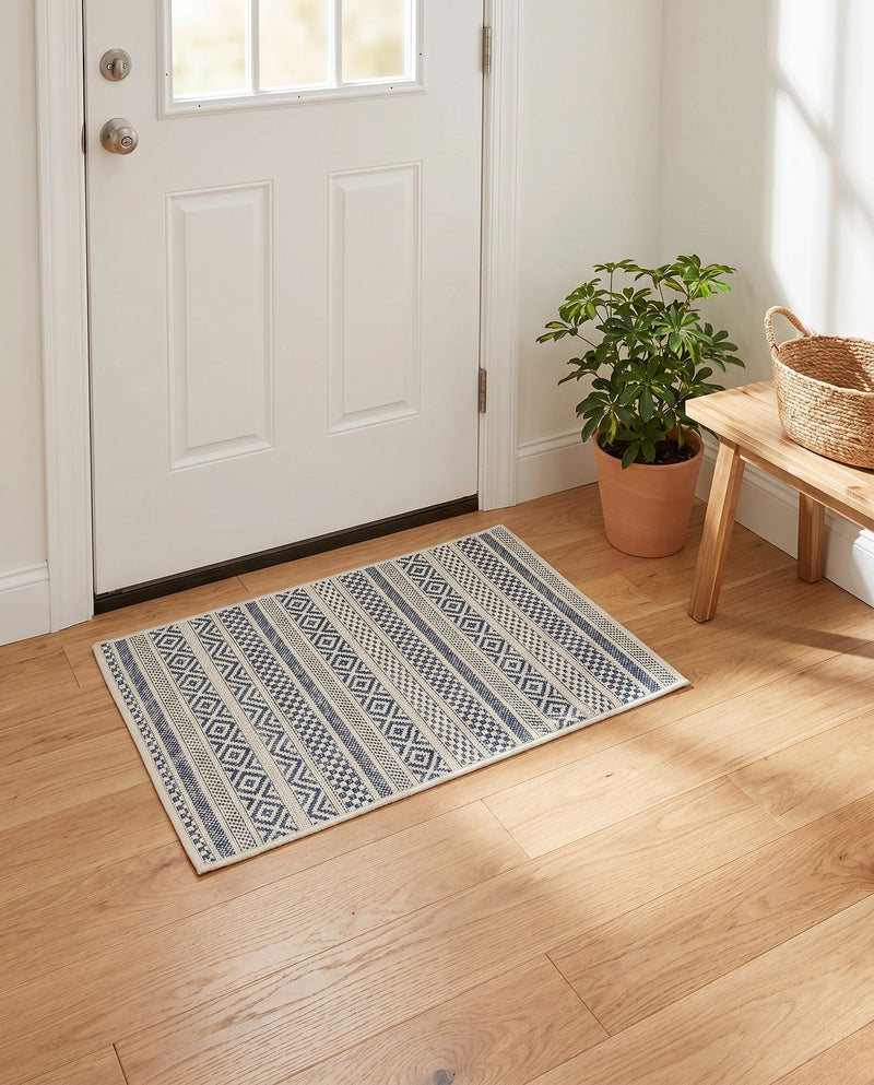 Seaside Stripes Collection Area Rug -  Boardwalk (Light Blue) Rectangle Light Blue  lifestyle 35